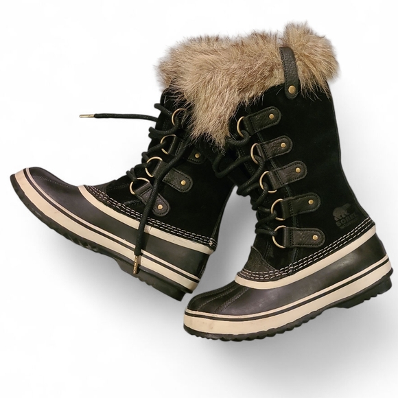 Women's Sorel Joan Of Arctic Waterproof Suede & Leather Boots Black Stone Size 6 - Picture 4 of 13